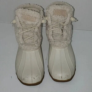 Sperry Cream Saltwater Sherpa Side Zip Women's Size 7